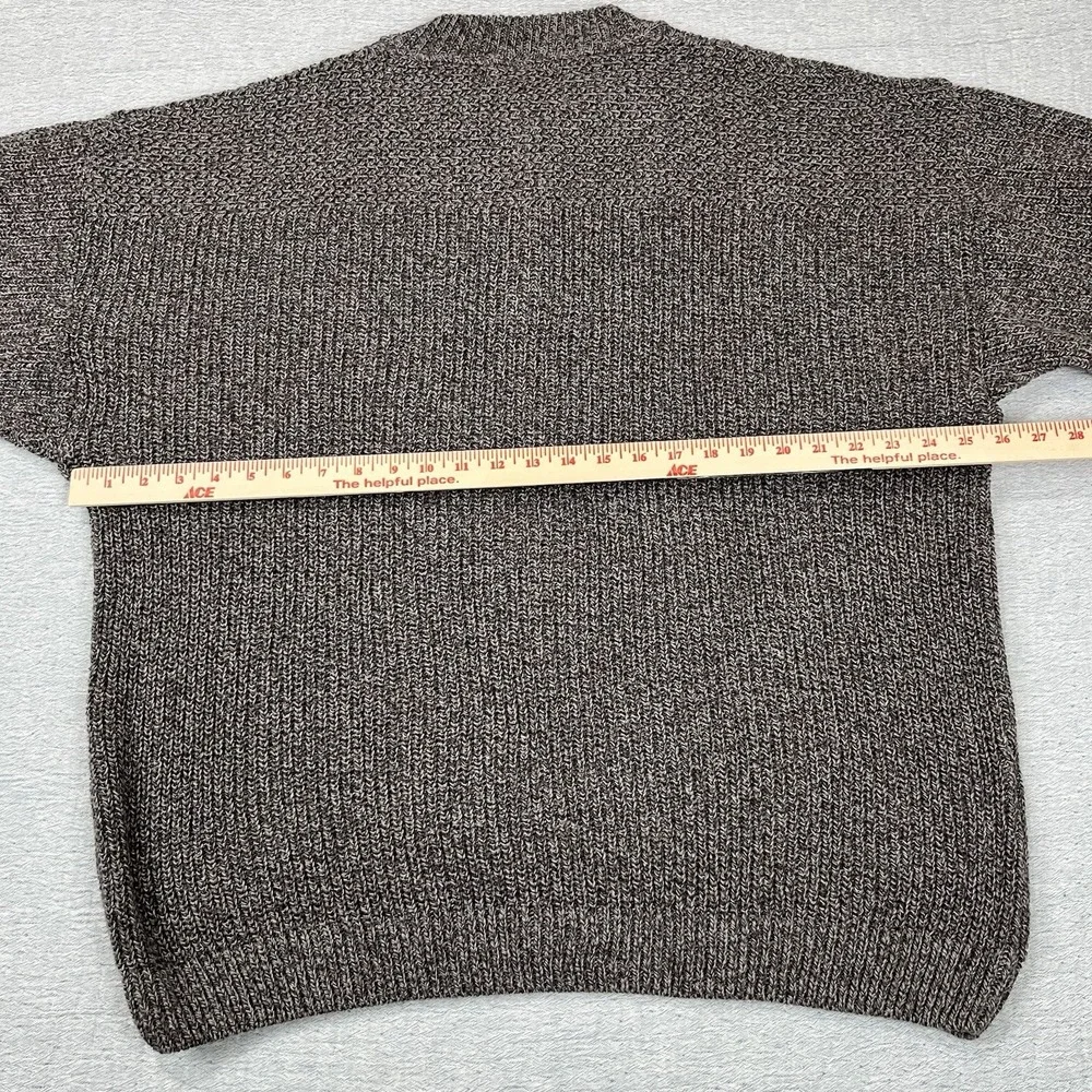 Eddie Bauer Sweater Men Large Gray Henley‎ Fisherman Heavy Rugged Made In USA